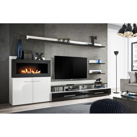 Mobilier living - Living Camino alb lucios + nergu lucios, 290x45x160cm