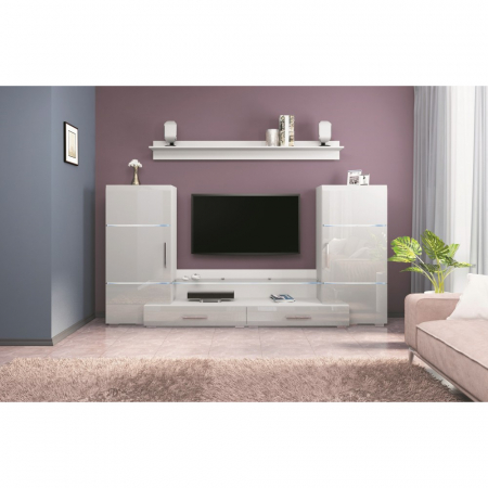 Seturi mobila living - LIVING DOMINO 280x45x140cm, MDF Alb Lucios