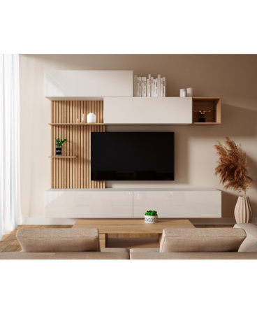 Mobilier living - LIVING EVORA ACRIL ALB, 240x34x218cm