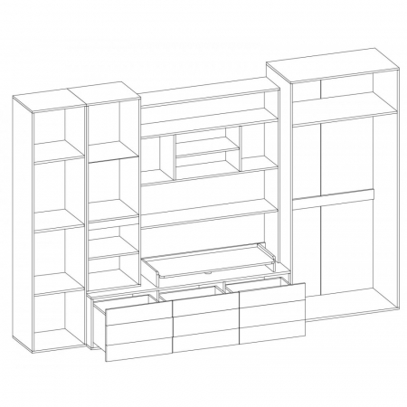 LIVING GLAMUR WENGE+NUC 300x57x198CM [1]