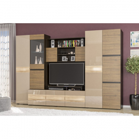 Seturi mobila living - LIVING GLAMUR WENGE+NUC 300x57x198CM