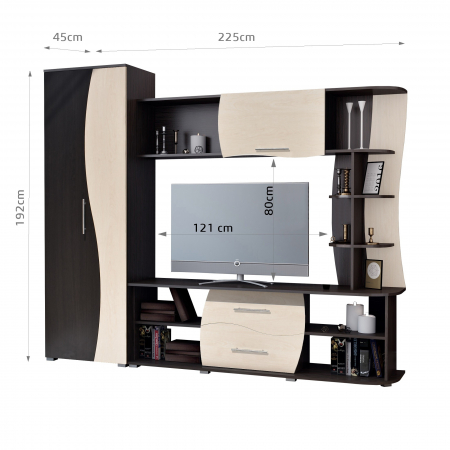 LIVING KAPRI RO WENGE+MESTEACAN 225x45x192CM [1]