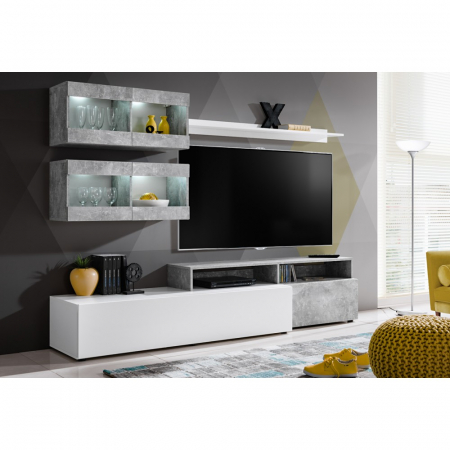 Mobilier living - Living Light alb lucios, 210x45x170cm