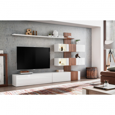 Mobilier living - Living Quill alb lucios + nuc 250x40x160cm