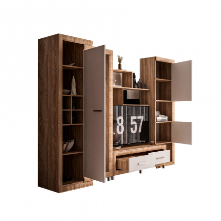 Living Sicilia 267X43X197cm sonoma+alb lucios [1]