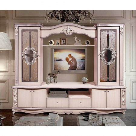 Seturi mobila living - LIVING VERSAILLES MDF STEJAR ALB 240X50X195CM