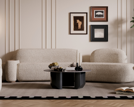 MASUTA CAFEA ROTUNDA  AMBER MARMURA BLAT NEGRU 90x90x35cm [4]