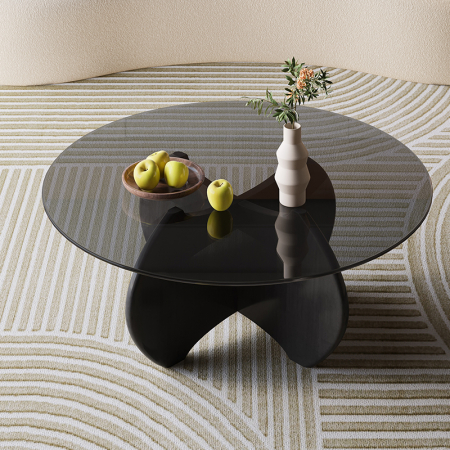 Masuta cafea - Masuta cafea GLASS 6 sticla neagra, MDF