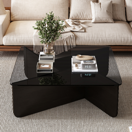 MASUTA CAFEA GLASS 7 STICLA NEAGRA, PICIOARE MDF [1]