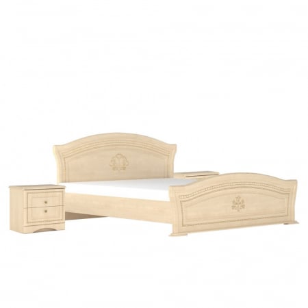 Mobilier dormitor - Pat + 2 Noptiere Milano, Mesteacan