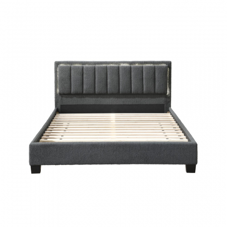 Pat tapitat Comfort 1 cu LED, 160x200, cadru din lemn cu somiera [2]