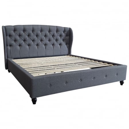 Paturi tapitate - Pat tapitat Continental 160x200cm, suport saltea inclus, culoare Gri