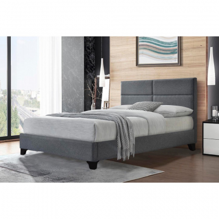 Mobilier tapitat - Pat tapitat Houston 160x200cm, suport saltea inclus, culoare Gri