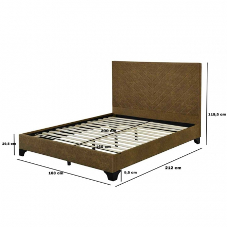 Pat tapitat Kring 160x200cm, suport saltea inclus, culoare Maro [3]