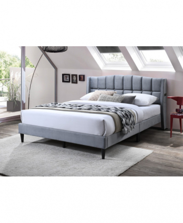 Pat tapitat Maya 2, 140x200, cadru din lemn cu somiera fixa, culoare Gri [0]