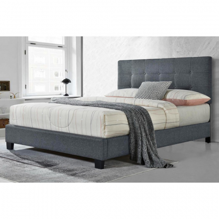 Paturi tapitate - Pat tapitat Modern 90x200cm, suport saltea inclus, culoare Gri