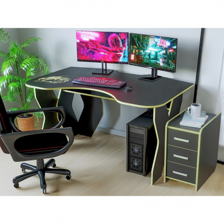 Birouri - SET BIROU PC + NOPTIERA KL 9.0 WENGE+GALBEN