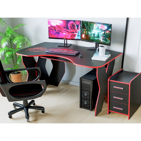 Birouri - SET BIROU PC + NOPTIERA KL 9.0 WENGE+ROSU