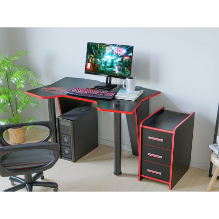 Birouri - SET BIROU PC + NOPTIERA KL 9.1 WENGE+ROSU