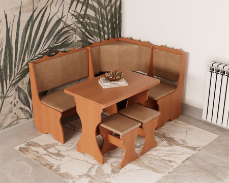 Mobilier bucatarie - Set bucatarie Siria, cu masa extensibila si 2 tabureti cires