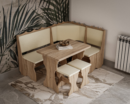 Coltare de bucatarie - Set bucatarie Siria, cu masa extensibila si 2 tabureti sonoma