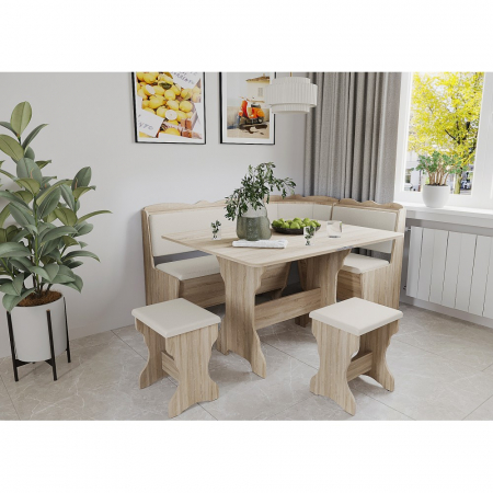 Mobilier bucatarie - Set coltar bucatarie Rodos, Sonoma + Fildes