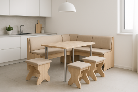 Coltare de bucatarie - Set coltar bucatarie Tunis ,cu masa si 2 tabureti sonoma