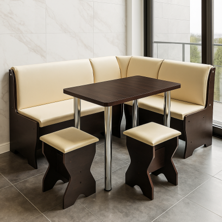 Coltare de bucatarie - Set coltar bucatarie Tunis ,cu masa si 2 tabureti wenge