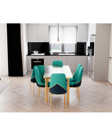 SET MASA 6 SCAUNE ALTIN 1, VERDE [2]