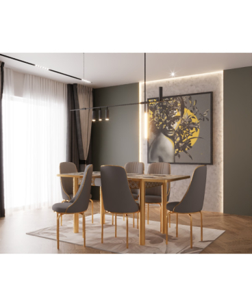 SET MASA 6 SCAUNE ALTIN 4, GRI [3]