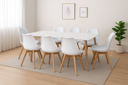 Masa cu scaune living - Set masa cu 6 scaune HB01 Mare 160cm