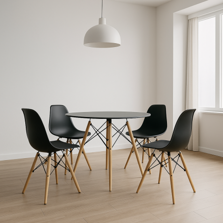 Masa cu scaune living - Set masa DA151BK,80x75 cm/ 4 scaune, 46x55x83 cm, DA232BK