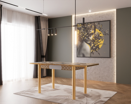 Set masa extensibila cu 6 scaune Lux Culoare GRI [4]