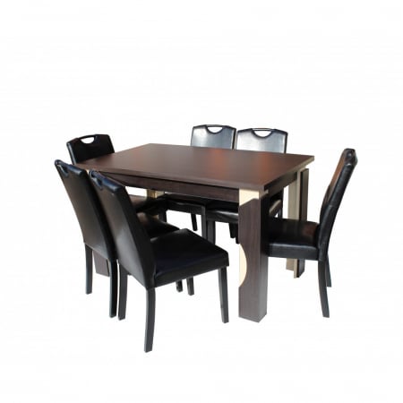 Set masa MARIO cu 6 scaune tapitate RH6002C Negru [1]