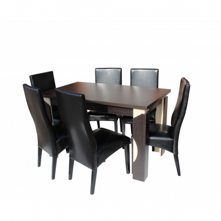 Set masa MARIO cu 6 scaune tapitate RH6012C Negru [1]