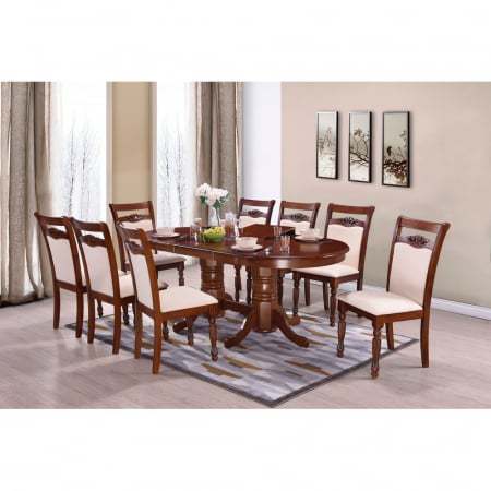 Masa cu scaune living - Set masa RH7038EXT cu 8 Scaune 8064C, 155x100x77 cm, Dirty Oak