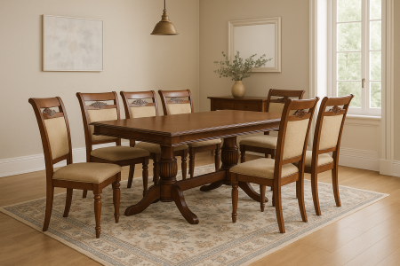 Mese - Set masa RH7132 + 8 scaune RH8064,160x100x77 cm, Dirty oak