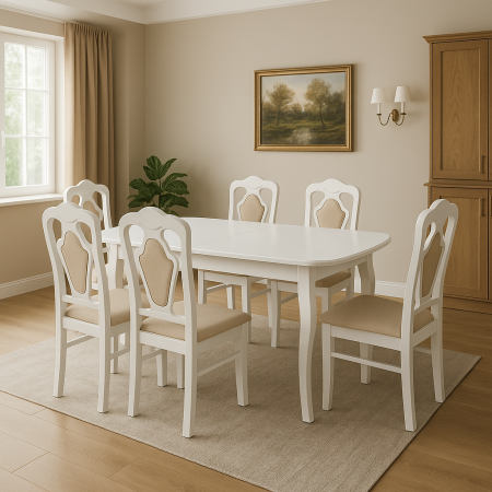 Masa cu scaune living - Set Masa RH7211 extensibila 120/150x80x76 cm, cu 6 scaune RH561C