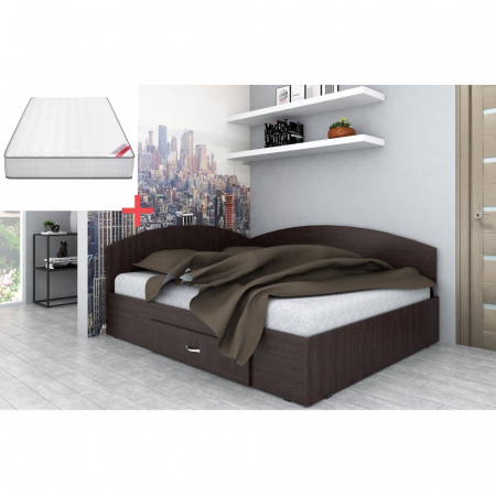 Mobilier dormitor - Set Pat Colt 140 si Saltea MR Poket, Wenge