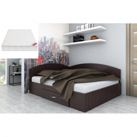 Mobilier dormitor - Set Pat Colt 160 + Saltea Mattress, Wenge