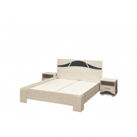 Dormitor complet - Set pat Laguna + 2 noptiere Stejar K001
