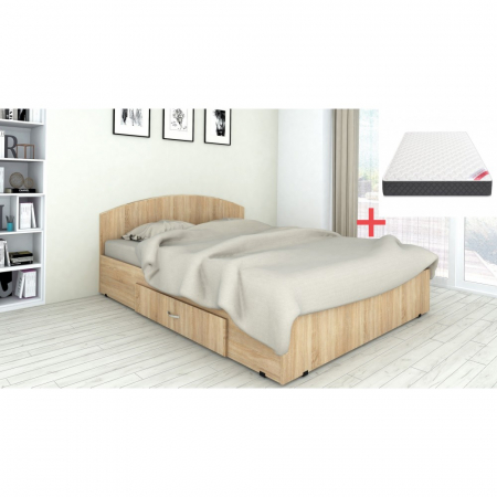 Paturi dormitor - Set pat Mijloc 120 si Saltea MR Sonoma