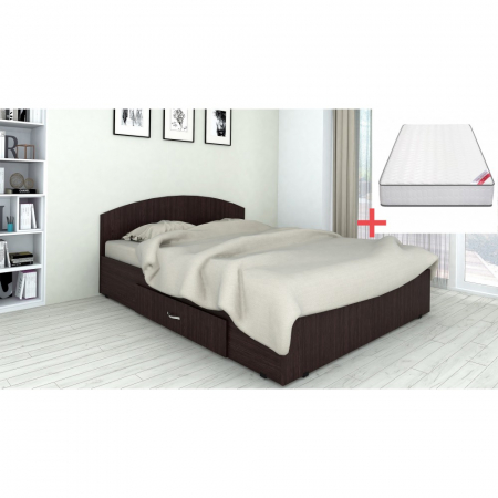 Mobilier dormitor - Set pat Mijloc 140 si Saltea MR Poket Wenge
