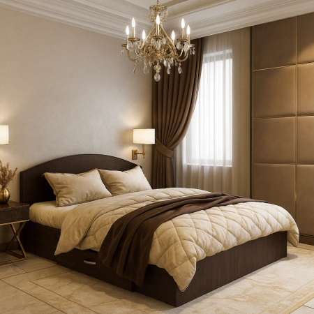 Mobilier dormitor - Set pat mijloc 160 + Saltea Bonnell cu Arcuri, Wenge