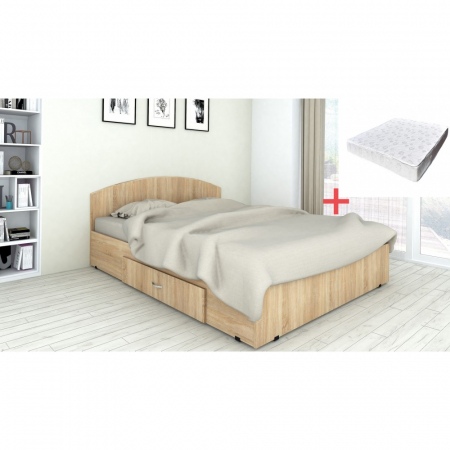 Mobilier dormitor - Set pat Mijloc 90 + Saltea Torino Sonoma