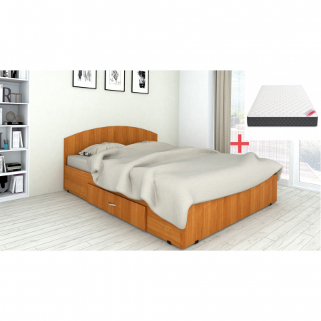 Mobilier dormitor - Set pat Mijloc 90 si Saltea MR Cires