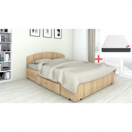 Mobilier dormitor - Set pat Mijloc 90 si Saltea MR Sonoma