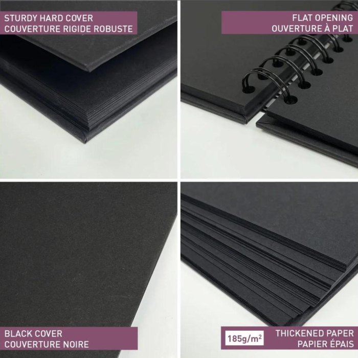Album pentru personalizat, scrapbooking, DIY, hartie neagra 185g, 27x20 cm [2]