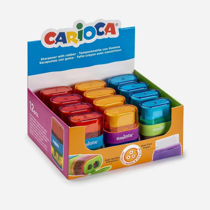 Ascutitoare dubla Carioca cu rezervor si guma de sters, pentru creioane groase si subtiri, diverse culori [2]