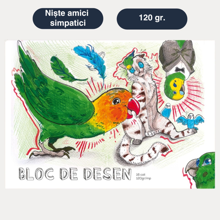 Bloc de desen A4, 16 file, hartie pentru desen, pictura scoala, diverse grosimi [3]